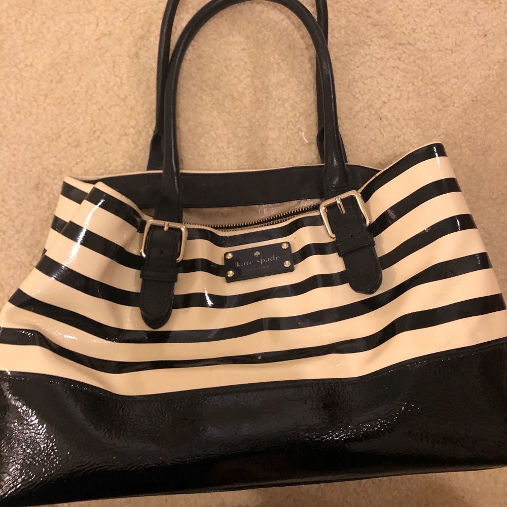Black and White Striped Kate Spade Bag